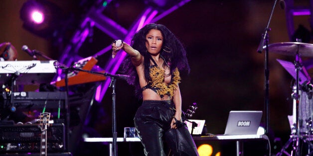 Nicki Minaj performs during an Independence Day celebration, Friday, July 4, 2014, in Philadelphia. (AP Photo/Matt Rourke)