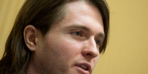 Raffaele Sollecito talks to the media during a press conference in Rome, Monday, March 30, 2015. Amanda Knox, who maintained that she and her former Italian boyfriend Raffaele Sollecito were innocent in her British roommate's murder through multiple trials and nearly four years in jail, was vindicated Friday when Italy's highest court threw out their convictions once and for all. (AP Photo/Andrew Medichini)
