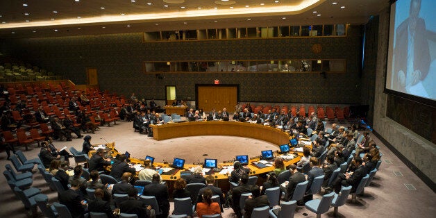 The United Nations Security Council meets to discuss the situation in the Middle East at UN headquarters, Sunday, March 22, 2015. (AP Photo/Craig Ruttle)