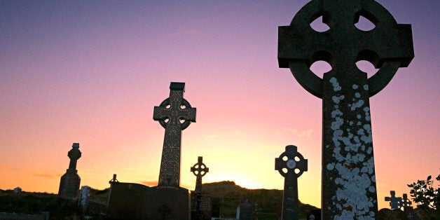 celtic cemetery at duck with crosses in foreground