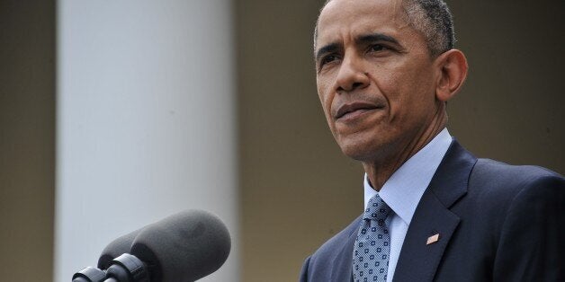 US President Barack Obama makes a statement at the White House in Washington, DC, on April 2, 2015 after a deal was reached o