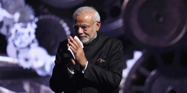 Indian Prime Minister Narendra Modi attends the official opening of the Hannover Messe industrial trade fair in Hanover, cent