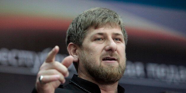 Chechen regional leader Ramzan Kadyrov speaks at his meeting with school directors in Chechnya's provincial capital Grozny, Russia, Wednesday, Aug. 28, 2013. (AP Photo/Musa Sadulayev)