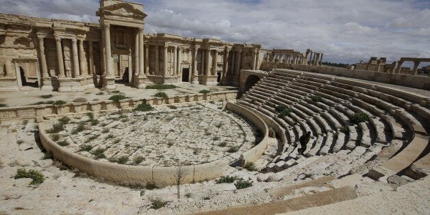 A picture taken on March 14, 2014 shows a partial view of the theatre at the ancient oasis city of Palmyra, 215 kilometres northeast of Damascus. From the 1st to the 2nd century, the art and architecture of Palmyra, standing at the crossroads of several civilizations, married Graeco-Roman techniques with local traditions and Persian influences. AFP PHOTO/JOSEPH EID (Photo credit should read JOSEPH EID/AFP/Getty Images)