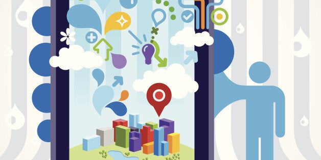 Complex vector illustration representing the modern lifestyle and modern media communication: internet, mail, sms, mobile pho