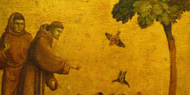 smarthistory.org/st.-francis-of-assisi-receiving-the-stig...Giotto di Bondone, St. Francis of Assisi Receiving the Stigmata with predella scenes of the Dream of Innocent III, The Pope Approving the Rule of the Order, and St. Francis Preaching to the Birds, c. 1295-1300 (originally, Church of San Francesco, Pisa), tempera and gold on panel, 3.13 x 1.63m, original frame inscribed: "OPUS IOCTI FIORETINI."