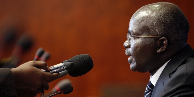 Burundi Second Vice-President Gervais Rufyikiri answers a question during a press conference on October 29, 2012, in Geneva. Officials from Burundi met with representatives from a variety of Non-Governmental Organisations (NGOs) and foreign governments to discuss upcoming development initiatives and to ask for over a billion dollars in donations to implement projects over the next four years. The summit was organised by the government of Burundi and is taking place on October 29 and 30. AFP PHOTO / FABRICE COFFRINI (Photo credit should read FABRICE COFFRINI/AFP/Getty Images)