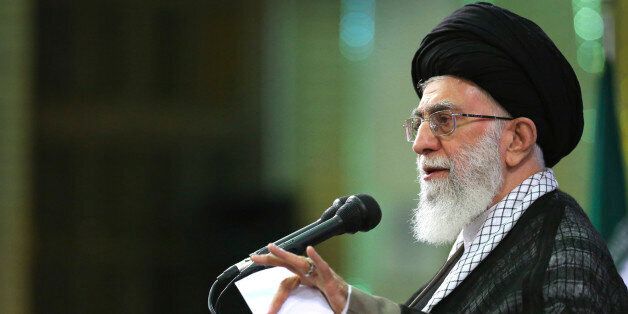 In this picture released by an official website of the office of the Iranian supreme leader on Saturday, May 16, 2015, Supreme Leader Ayatollah Ali Khamenei speaks in a meeting in Tehran, Iran. Iran's supreme leader said Saturday the U.S. only is pursuing its own interests amid worries about safety in the waterways of the Persian Gulf, just after U.S. President Barack Obama hosted Arab leaders at Camp David to assuage their security concerns. (Office of the Iranian Supreme Leader via AP)