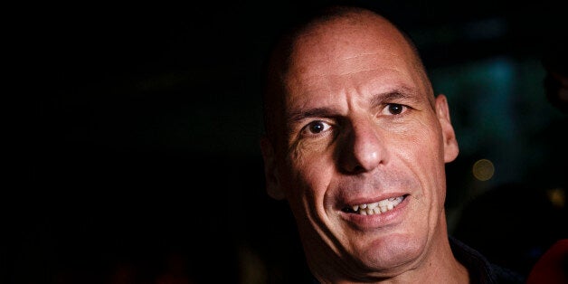 Greece's Finance Minister Yanis Varoufakis leaves his office in Athens, Wednesday, July 1, 2015. About 1,000 bank branches around the country were ordered by the government to reopen Wednesday to help desperate pensioners without ATM cards cash up to 120 euros ($134) from their retirement checks. Eurozone finance ministers were set to weigh Greece's latest proposal for aid Wednesday. (AP Photo/Daniel Ochoa de Olza)