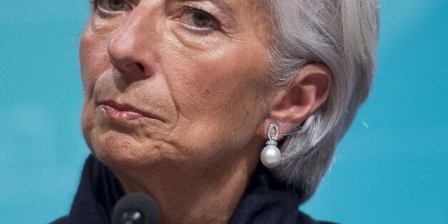 IMF Managing Director Christine Lagarde speaks about the state of the US, Greek and global economy during a press conference at IMF Headquarters in Washington, DC, June 4, 2015. AFP PHOTO / SAUL LOEB (Photo credit should read SAUL LOEB/AFP/Getty Images)