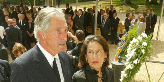 DREUX, FRANCE - JULY 11: Prince Michel of Greece arrives with his wife for the funeral of the Countess of Paris July 11, 2003 in Dreux which is located outside of Paris, France. (Photo by Pascal Le Segretain/Getty Images)