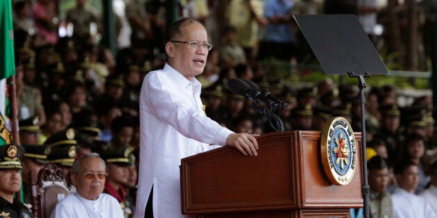 Philippine President Benigno Aquino III delivers his speech during the 119th founding anniversary of the Philippine Army in suburban Taguig, south of Manila, Philippines on Tuesday, March 22, 2016. Under Aquino, the Philippine military continues to it's modernization program as it deals with major security concerns, including Communist and Muslim insurgencies and South China Sea territorial disputes involving China, the Philippines and four other governments. (AP Photo/Aaron Favila)