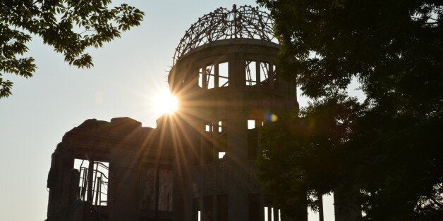 This picture taken on August 5, 2015 shows the Atomic Bomb Dome beside the Peace Memorial Park in Hiroshima. Tens of thousand