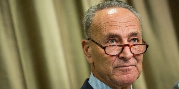 NEW YORK, NY - AUGUST 11: U.S. Senator Chuck Schumer (D-NY) speaks at New York University calling for federal and state officials to find a solution to the ailing tunnels used by various rail organizations, including Amtrak, to enter and exit Manhattan on August 11, 2015 in New York City. Schumer also answered questions regarding his stance on President Obama's Iran deal, which he has said he will not support. (Photo by Andrew Burton/Getty Images)