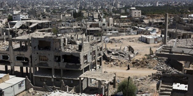 A general view of the al-Shejaeiya neighbourhood, east of Gaza City, that was destroyed during the 50-day war between Israel