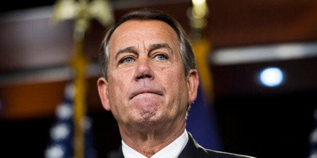 UNITED STATES - JUNE 25: Speaker of the House John Boehner, R-Ohio, holds his weekly on-camera news conference in the Capitol on Thursday, June 25, 2015. (Photo By Bill Clark/CQ Roll Call)