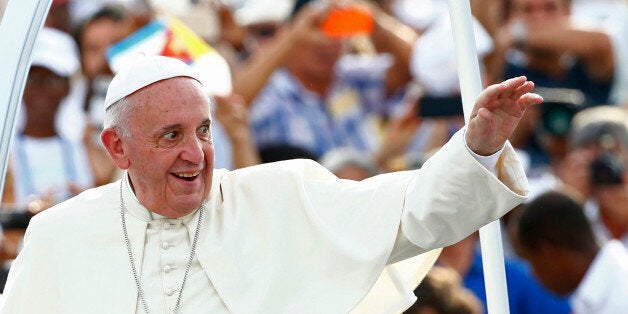 Pope Francis arrives to celebrate Mass in Revolution Square in Havana, Cuba, Sunday, Sept. 20, 2015. Pope Francis opens his f