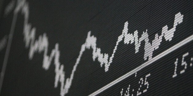 A board displays the chart of Germany's share index DAX at the stock exchange in Frankfurt am Main, western Germany, on Septe