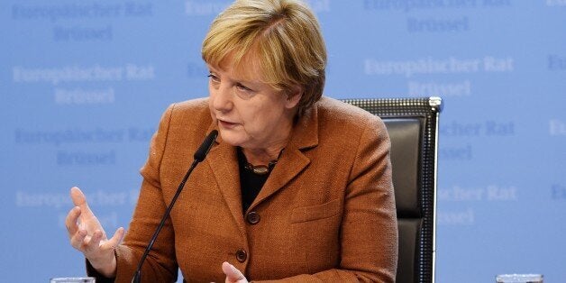 German federal chancellor Angela Merkel, holds a press conference on September 23, 2015, in Brussels, as part of an extraordinary summit on migrants crisis in Europe-AFP PHOTO/ ALAIN JOCARD (Photo credit should read ALAIN JOCARD/AFP/Getty Images)