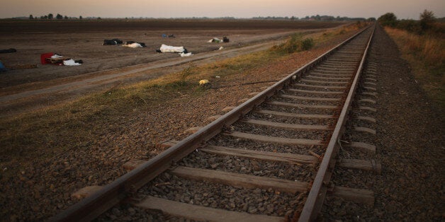 ROSZKE, HUNGARY - SEPTEMBER 16: The field next to the infamous railway track that lead the way for thousands of migrants acr