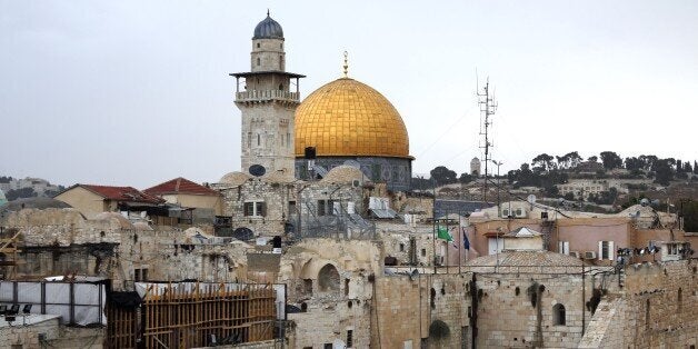 A general view shows the Dome of the Rock mosque located at Al-Aqsa mosque compound, Islam's third holiest site, in the Old City of Jerusalem on October 25, 2015. The Al-Aqsa mosque compound is sacred in both Islam and Judaism. The compound in its current form was built in the seventh century by Islam's second caliph, Omar, on the site of the Second Jewish Temple that was destroyed by the Romans around 70 AD. In Hebrew, it is referred to as Har HaBayit -- the Temple Mount. Muslims called it Al-Haram al-Sharif (the Noble Sanctuary). AFP PHOTO / AHMAD GHARABLI (Photo credit should read AHMAD GHARABLI/AFP/Getty Images)