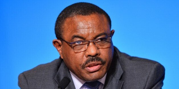 PARIS, FRANCE - NOVEMBER 10: Ethiopia's Prime Minister Hailemariam Desalegn speaks during the press conference regard to the COP 21 in Paris, France on November 10, 2015. (Photo by Mustafa Yalcin/Anadolu Agency/Getty Images)