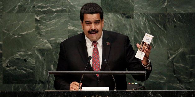 Venezuela's President NicolÃ¡s Maduro Moros addresses the 70th session of the United Nations General Assembly, at U.N. Headquarters, Tuesday, Sept. 29, 2015. (AP Photo/Richard Drew)