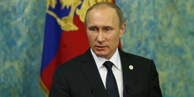 PARIS, FRANCE - NOVEMBER 30: Russian President Vladimir Putin speaks at a press conference during the Cop 21 Paris UN Climat