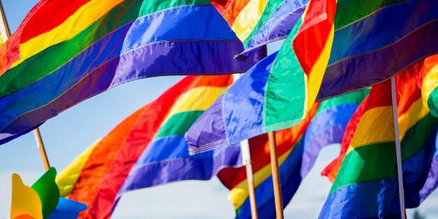Close-up of rainbow gay pride flags