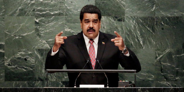 Venezuela's President NicolÃ¡s Maduro Moros addresses the 70th session of the United Nations General Assembly, at U.N. Headquarters, Tuesday, Sept. 29, 2015. (AP Photo/Richard Drew)