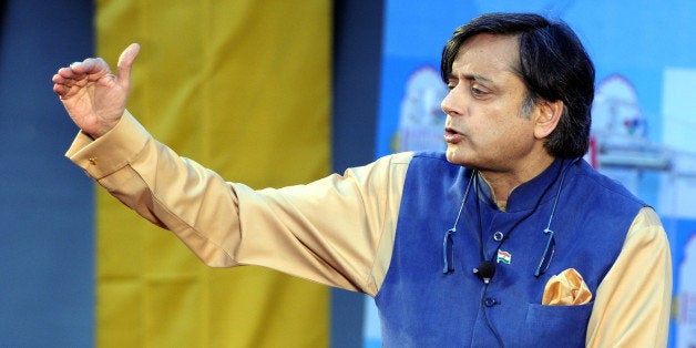 JAIPUR, INDIA - JANUARY 23: Congress leader Shashi Tharoor at a session on 'India Shastra' at the Jaipur Literature festival at Diggi Palace on January 23, 2015 in Jaipur, India. One of the largest literary festival on earth, the Jaipur Literature Festival brings together some of the greatest thinkers and writers from across South Asia and the world. (Photo by Mohd Zakir/Hindustan Times via Getty Images)