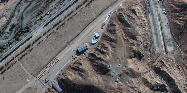 PARCHIN, IRAN - NOVEMBER 7, 2012: This is a satellite image of suspect activity at the explosives testing chamber in the Parchin Military Complex on November 7, 2012. (Photo DigitalGlobe via Getty Images)