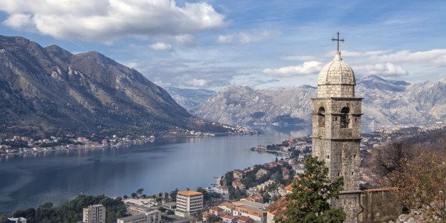 View of Bay of Kotor old town from Lovcen mountain. Montenegro. Kotor is part of the unesco world