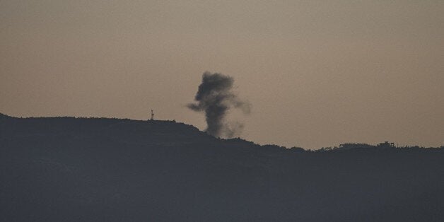 HATAY, TURKEY - DECEMBER 07: Photo taken from Turkey's Hatay province shows that smoke rises after the troops belonging to th