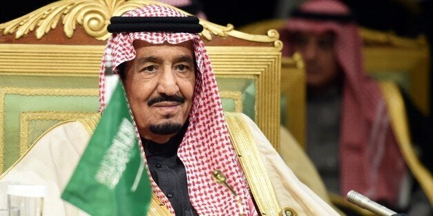 Saudi King Salman bin Abdulaziz attends the second day of the 136th Gulf Cooperation Council (GCC) summit held in Riyadh, on December 10, 2015 as kings and emirs from six Gulf states began two days of talks, at the same time as unprecedented discussions by the Syrian opposition at a luxury hotel in another part of the city. Salman called for political solutions to the wars in Syria and Yemen, while condemning 'terrorism,' at the opening of the annual Gulf summit. AFP PHOTO / FAYEZ NURELDINE / AFP / FAYEZ NURELDINE (Photo credit should read FAYEZ NURELDINE/AFP/Getty Images)