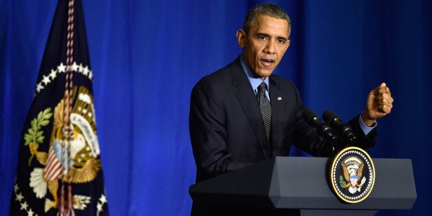 PARIS, FRANCE - DECEMBER 01: U.S. President Barack Obama speaks during a press conference at the OECD Conference Centre before leaving the Conference On Climate Change COP21 on December 1, 2015 in Paris, France. Obama spoke about the economic impact of global warming and security risks before flying back to Washington. (Photo by Pascal Le Segretain/Getty Images)