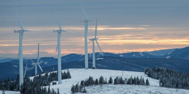 Wind turbines stand at the Steinriegel wind farm, operated by Wien Energie GmbH, in Steiermark, in the Styrian Alps, Austria, on Friday, Jan. 8, 2016. Chorus Clean Energy AG tapped proceeds of its recent share sale to buy two wind farms in Austria with a total capacity of more than 21 megawatts. Photographer: Lisi Niesner/Bloomberg via Getty Images