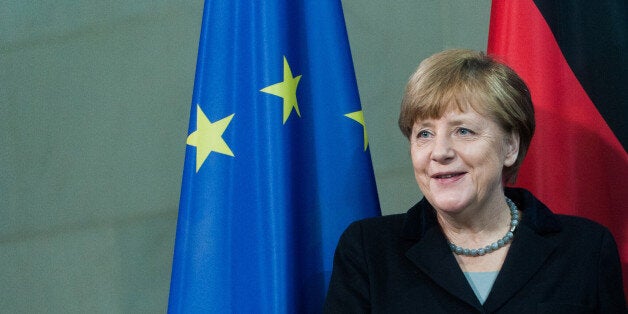 BERLIN, GERMANY - FEBRUARY 01: German Chancellor Angela Merkel after a press conference with the President of Ukraine Petro P