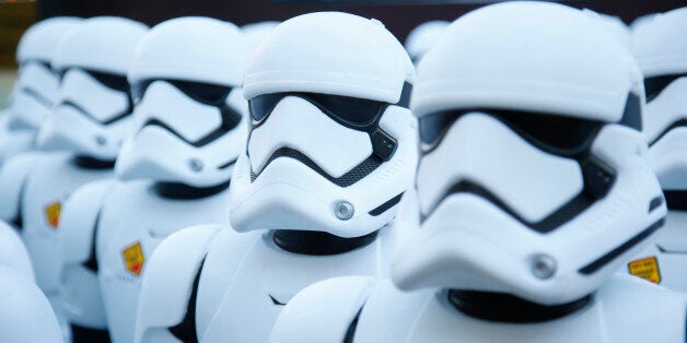 Over 100 JAKKS BIG-FIGS Stormtrooper action figures are seen as a part of an installation at The Americana at Brand for the o