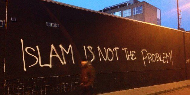 'Islam is not the problem' written on a wall in Shoreditch (London). Picture taken on the 10th january 2015, three days after the shooting in the offices of Charlie Hebdo in Paris