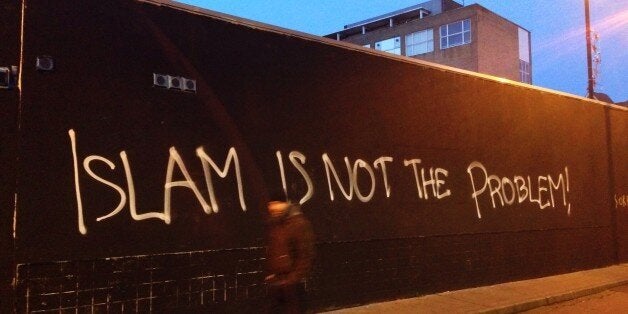 'Islam is not the problem' written on a wall in Shoreditch (London). Picture taken on the 10th january 2015, three days after