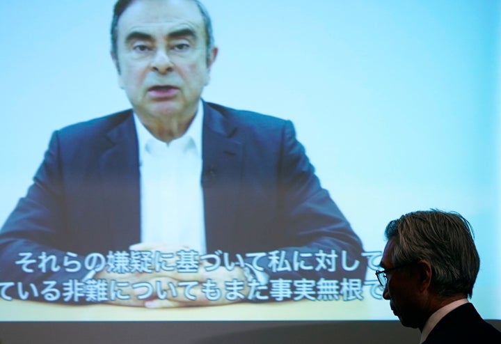 4月9日に行われた、記者会見で公開されたカルロス・ゴーン容疑者の映像