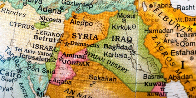 small desktop world globe showing Syria,Israel,lebanon,jordan, and vicinities