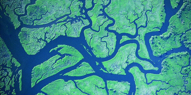 River delta patterns, Columbia River, Western Washington and Western Oregon, USA