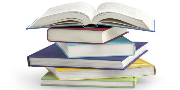 stack of books isolated on white background