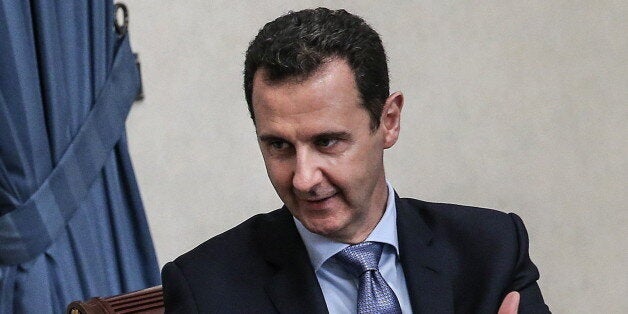 DAMASCUS, SYRIA. APRIL 12, 2016. Syria's President Bashar al-Assad speaks during a meeting with the Russian parliamentary del