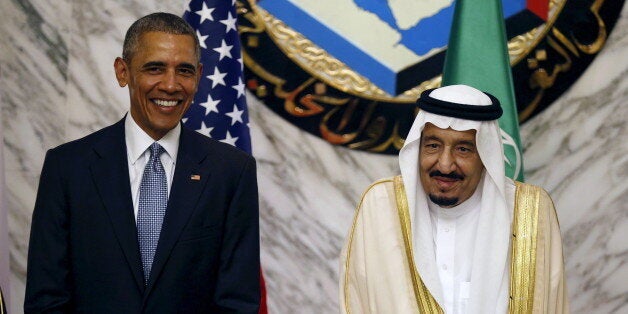 U.S. President Barack Obama (L) stands next to Saudi Arabia's King Salman during the summit of the Gulf Cooperation Council (GCC) in Riyadh, Saudi Arabia, April 21, 2016. REUTERS/Faisal Al Nasser