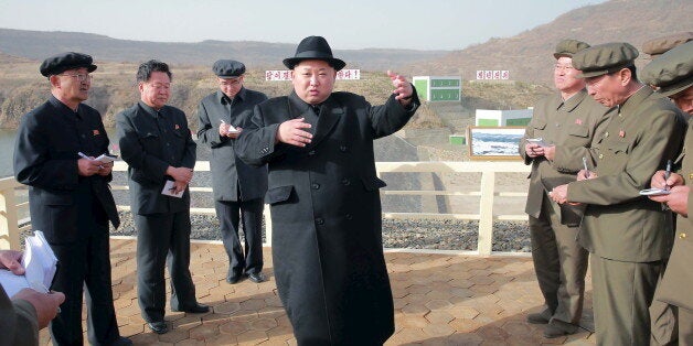 North Korean leader Kim Jong Un visits the Paektusan Hero Youth Power Station No. 3 in this undated photo released by North Korea's Korean Central News Agency (KCNA) in Pyongyang on April 23, 2016. KCNA/via REUTERS. ATTENTION EDITORS - THIS IMAGE WAS PROVIDED BY A THIRD PARTY. EDITORIAL USE ONLY. REUTERS IS UNABLE TO INDEPENDENTLY VERIFY THIS IMAGE. SOUTH KOREA OUT. 