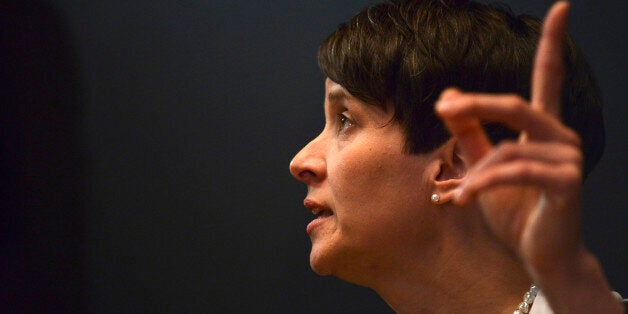 Frauke Petry gestures during a party congress of the German right wing party AfD (Alternative fuer Deutschland) at the Stuttg
