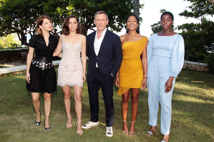 (l-r) Lea Seydoux, Ana de Armas, Daniel Craig, Naomie Harris and Lashana Lynch.